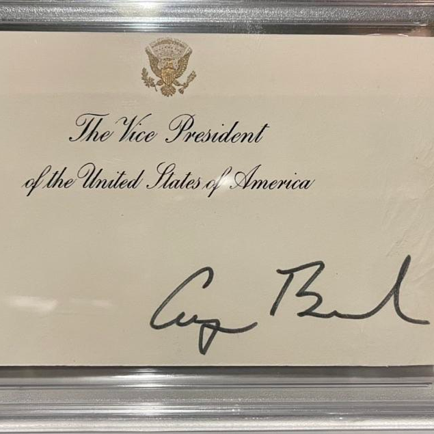 President George Bush Cut Signature Vice President Seal Card Slabbed - PSA/DNA